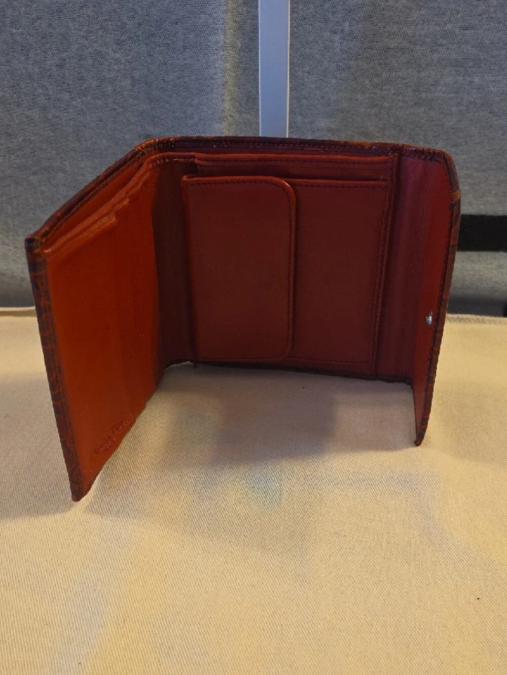 Dior Patent Leather Embossed Monogram Wallet - Burgundy Red